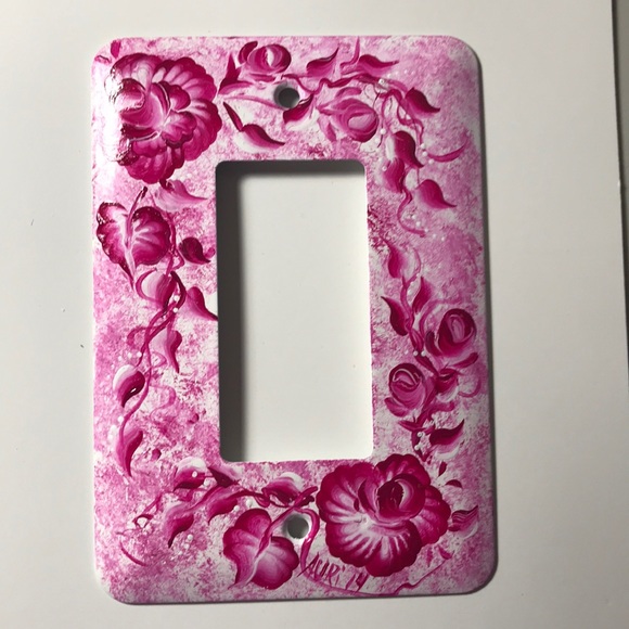 Hand Painted Rocker Switch Plate - Roses Signed - Picture 2 of 7